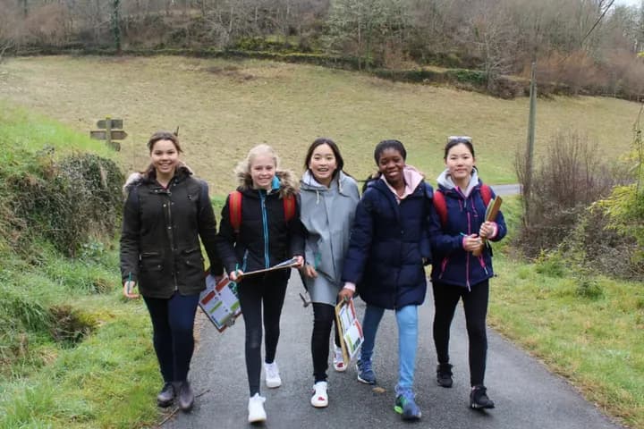 Students on a countryside walk