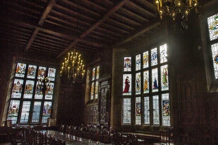 Wood-panelled historic hall at Harrow School