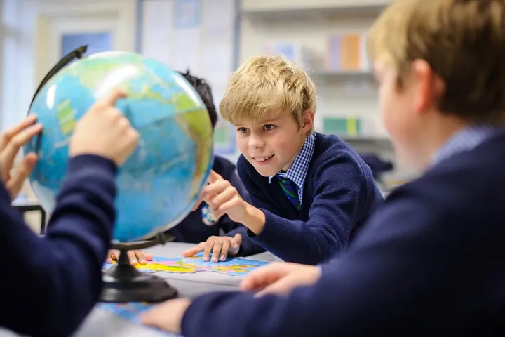 Geography lesson with a globe