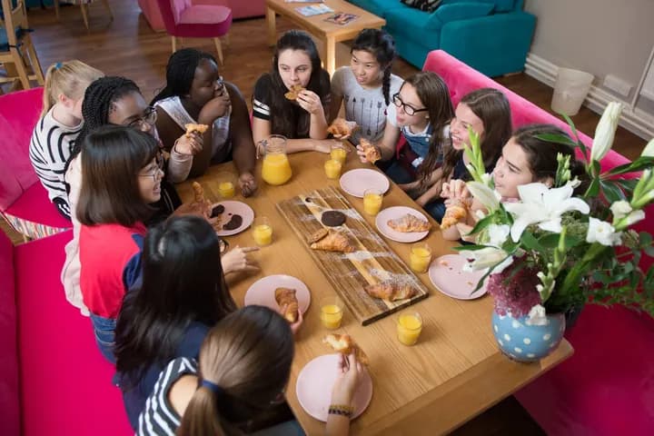 Boarders sharing breakfast