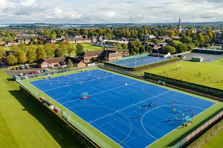 Sports pitches and the town of Uppingham