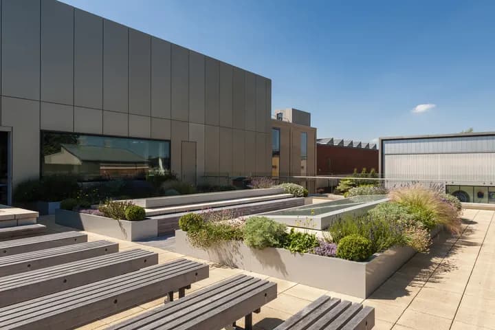 Roof terrace of the modern teaching building